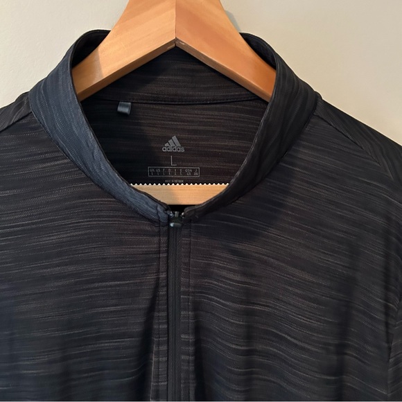 Adidas Long Sleeve shirt in dark black/grey stripes - LARGE - Picture 6 of 11